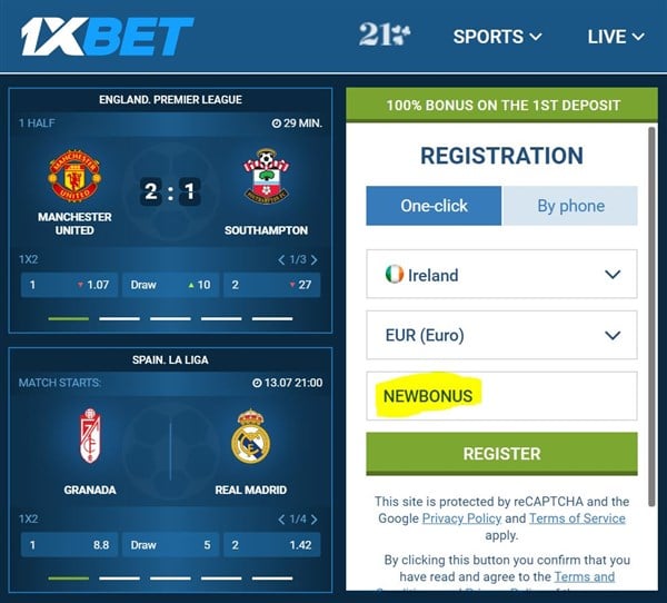 1xbet new user promo code
